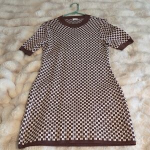 Abercrombie & Fitch Brown and White Checkered Dress